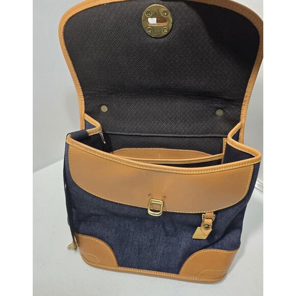 Vintage Dooney & Bourke Denim Leather Cabriolet Backpack USA - Picture 10 of 15